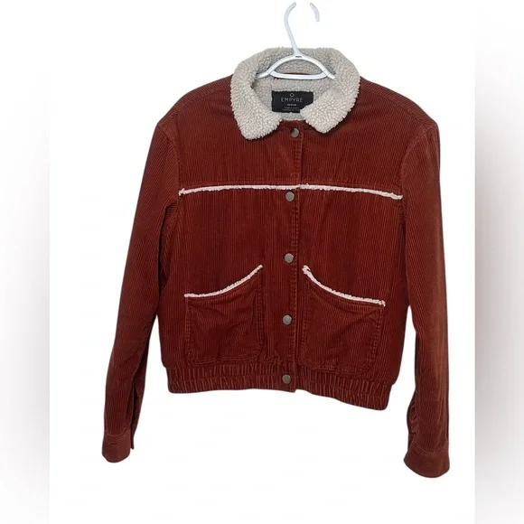 Empyre Rust Corduroy Sherpa Trucker Jacket Faux Shearling Lined Size M - Picture 2 of 7